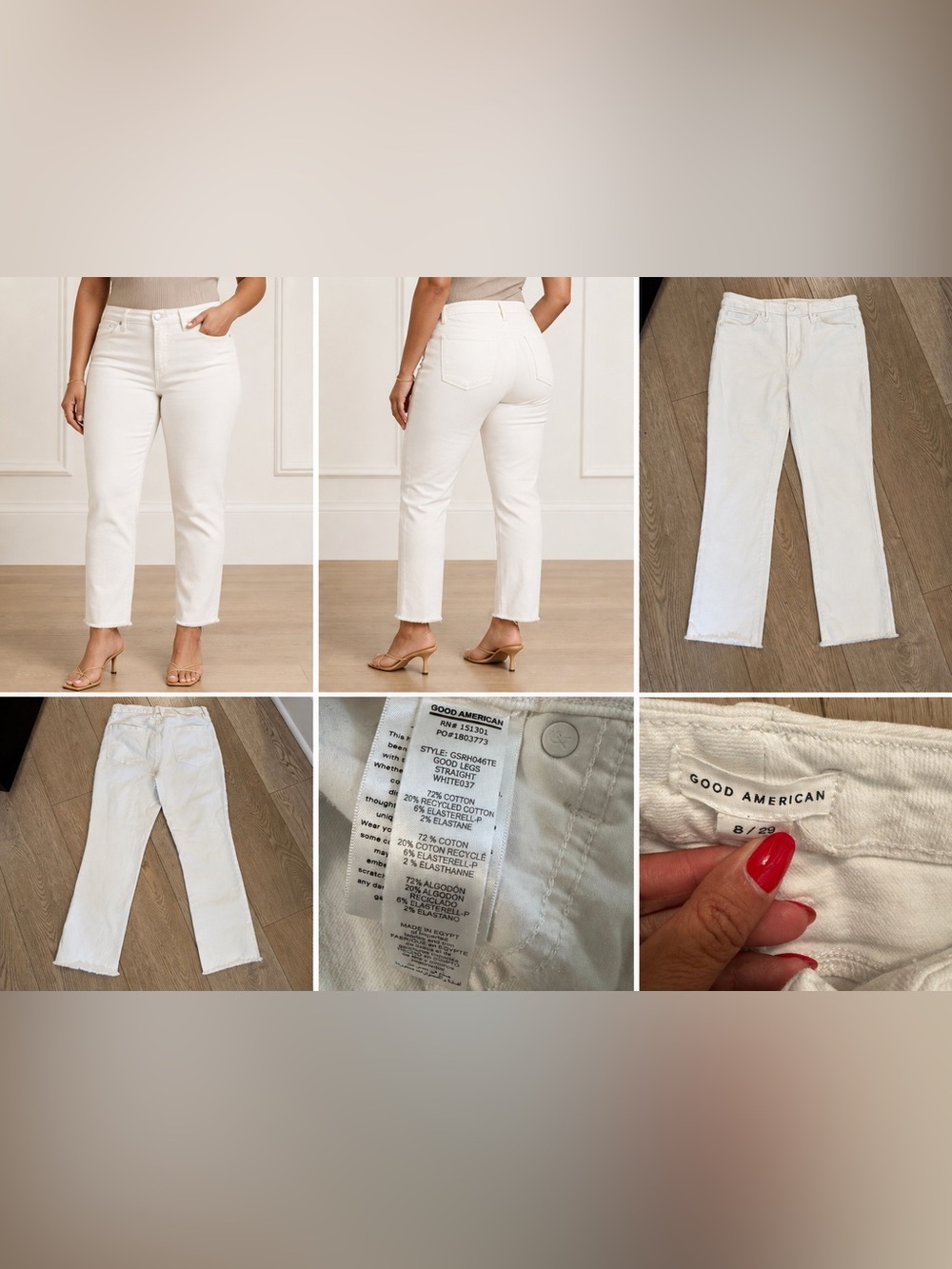 Good American White Straight-Leg Jeans - Clean Classic
